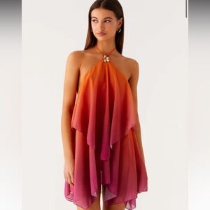 Peppermayo Orange and Pink Halter Dress